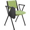 Sedia Conferenze CARINA CON SCRITTOIO, Gambe Nere, Tessuto Verde