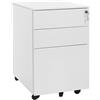 Cassettiera con Ruote PAUL, 3 Cassetti con Chiave, Metallo, Bianco