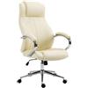 Poltrona da Ufficio CRISTOBAL, Ergonomica e Confortevole, Base in Metallo, Vera Pelle, Crema