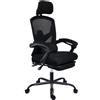Sedia Ergonomica DELTA, Confortevole, Poggiapiedi Estensibile, Cuscino Lombare, Nero