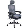 Sedia Ergonomica DELTA, Confortevole, Poggiapiedi Estensibile, Cuscino Lombare, Grigio