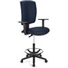 Sgabello da lavoro ATLAS PLUS PELLE, Regolabile, Imbottito, Blu