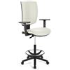 Sgabello da lavoro ATLAS PLUS PELLE, Schienale Regolabile, Bianco