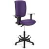Sgabello da lavoro ATLAS PLUS PELLE, Schienale Regolabile, Viola