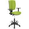 Sgabello da lavoro ATLAS PLUS PELLE, Schienale Regolabile, Verde