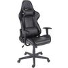 Poltrona Gaming CAMTON, Cuscini Lombare e Cervicale, in Pelle Nera