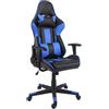Poltrona Gaming CAMTON, Cuscini Lombare e Cervicale, in Pelle Nera e Blu