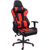 Poltrona Gaming CAMTON, Cuscini Lombare e Cervicale, in Pelle Nera e Rossa