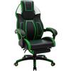 Poltrona Gaming MANDALIKA, Schienale Basculante, Poggiapiedi, in Pelle, Nero e Verde