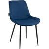 Sedia Ospiti VICKY, Gambe in Metallo Nero, Comoda e Di Design, Velluto Blu