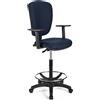 Sgabello da Lavoro CALIPSO PLUS PELLE, Schienale Regolabile, Color Blu
