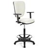 Sgabello da Lavoro CALIPSO PLUS PELLE in Bianco