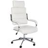 Poltrona Per Ufficio SALEM, Design Elegante e Moderno, Robusta e Confortevole, Pelle Bianco