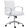 Sedia Per Ufficio EVERY, Design Moderno ed Elegante, Struttura in Metallo, Pelle Bianca