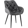 Poltroncina per Sala d'Attesa TEXAS, Imbottita e Trapuntata, in Velluto Grigio Scuro