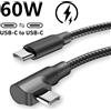 NONE Cavo USB C a 90 Gradi per Ricarica Rapida per iPhone 17 16 15 Pro Max Samsung Xiaomi Redmi POCO OnePlus, Cavo Type C Intrecciato in Nylon