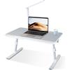NONE Tavolino da letto per computer portatile con lampada a LED, regolabile in altezza e angolazione, con cassetto, slot per tablet, grigio/nero/bianco