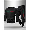 NONE Completo da Uomo Moda Italia 2026: T-shirt a Maniche Lunghe e Pantaloni Sportivi, Outfit Casual Caldo Primavera Autunno con Cappuccio, Felpa Singola o Pantaloni
