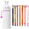 LEGAMI - Set di 7 penne gel cancellabili + astuccio portapenne 2 in 1 - con inchiostro cancellabile termosensibile, colori dell'inchiostro e disegni a botte, punta da 0,7 mm, set 2 (coniglietto)