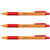STABILO Set di 3 penne a sfera retrattili a forma di punta, 0,5 mm, colore: Rosso
