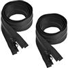 IGXX Set da 2 Cerniere Separabili Nere 75 cm Misura 5 Resina 1 Cursore Monodirezionali Robuste Ricambio Per Giacche E Cappotti