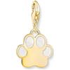 Thomas Sabo Charm Club - Ciondolo originale a forma di zampa di cane con smalto bianco freddo, in argento 925 riciclato, placcato oro 18 carati, smalto freddo 2014-427-39
