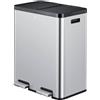 EKO - Pattumiera a pedale Essential 1 Recycler 30+30 litri - Plastica acciaio inox - Acciaio inox opaco