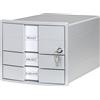 HAN Cassettiera IMPULS - Design moderno per formati di carta DIN A4/C4 con 3 cassetti chiusi e serratura, incluso inserto, grigio chiaro 1018-11