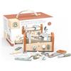 Speedy Monkey SP3017 - Banco da lavoro, 2 in 1, cassetta degli attrezzi, 25 x 13,5 x 15 cm, multicolore, giocattolo in legno per bambini, con cura, ottima idea regalo