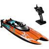 OVERMAX X-TIDE Barca da Corsa RC Comandata da Remoto con Luce a LED 25 km/h Batterie da 1200 mAh 34 Minuti di Divertimento Controllo Velocità Portata Fino a 100 m, Barca Giocattolo Per Piscine e Laghi