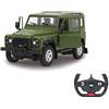 Jamara 405155 - Land Rover Defender 1:14 verde porte manuali - Luci LED, Licenza ufficiale, Velocità 9 Km/h