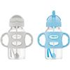 Dr. Brown's - Bottiglie di paglia sippy con manici in silicone, 270 ml, colore: Grigio e blu, confezione da 2