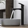 HOMELODY Rubinetto per bagno, nero, alto, senza piombo, rotondo, con beccuccio, altezza 250 mm, miscelatore monocomando, per lavabo, lavabo