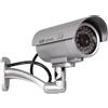 Maclean Videocamera Fittizia IR9000 B con IR e LED Telecamera Finta Falsa Dummy Camera Sorveglianza CCTV Colore Argento