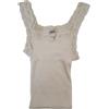 EGI Canottiera Spalla Stretta Plisse con Pizzo Donna Lana 85% e Seta 15% Realizzato Interamente in Italia Ottima Qaulità Art. 1491 (L, Bianco)