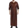 Musuly Caftano Uomo - Abito Musulmano Thobe Djellaba Kami (Marrone scuro, XL)
