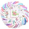 Goaste Confezione da 40 fazzoletti in cotone da 29,2 cm, con stampa floreale vintage, fazzoletti da tè da donna con bordo ondulato, asciugamano quadrato tascabile per regali, matrimoni, decorazione