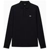 Armani Exchange Polo da Uomo Essential, a Maniche Lunghe, con monogramma Laterale, Nera, XL, Nero, XL