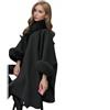 Proumhang Cappotto Mantella A-Line Elegante in Maglia,con Grande Collo in Pelliccia Sintetica e Cappuccio,Soprabito Trench per Donne, Taglie Forti Inverno,Poncho Cardigan Avvolgente Cammello 2XL