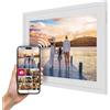 Thomson Cornice Digitale 10 Pollici, Schermo IPS, Touchscreen HD, Condivisione Diretta tramite App, Funzioni Smart, Cornice Fotografica Elettronica con 32 GB di Memoria, Rotazione Automatica, Bianca