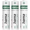 Hama 3 batterie ricaricabili AAA NiMH 700 mAh (3 batterie ricaricabili, ricarica rapida, bassissima autoscarica, 1,2 Volt, per telefono fisso, giocattolo, rasoio, telecomando, fotocamera, flash)