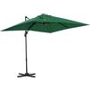 Outsunny Ombrellone da Giardino a Manovella con Angolazione Regolabile su 5 Livelli e Rotazione a 360°, Ombrellone Decentrato 2.5x2.5 m in Poliestere 200 g/m² per Patio e Terrazza, Verde