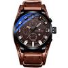 JewelryWe Orologio al quarzo da Polso,Orologio Punk Militare da Uomo, con Calentario,cinturino in Cuoio,Regalo per Uomini