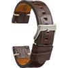 diloy Cinturino artigianale orologio pelle vitello stampa coccodrillo stile vintage - Fibbia acciaio inox - Misure 20mm 22mm 24mm 403 Marrone Scuro 22mm