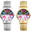 JewelryWe Orologio da donna elastico per anziani, analogico, al quarzo, cinturino elasticizzato, casual, con cinturino in acciaio inox e quadrante grande facile da leggere, Bracciale
