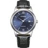 Citizen Eco-Drive Solar, orologio da uomo con cinturino in pelle effetto coccodrillo nero argento/blu AW1780-17L