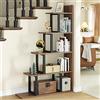YITAHOME Libreria a 5 livelli, libreria angolare a forma di L, stile industriale, vintage, per soggiorno, camera da letto, corridoio, ufficio, marrone retrò