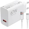 Xiaomi 67W Hypercharge Combo Type A, Caricatore con 67W di potenza, Cavo incluso, Tipo di porta in ingresso USB-A, Bianco