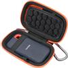 RAIACE Custodia rigida compatibile con SanDisk 250GB / 500GB / 1TB / 2TB Extreme Portable SSD, borsa per il trasporto con cerniera arancione - Nero (Fodera Nera)