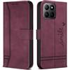 Bravoday Cover per Honor 70 Lite/Honor X8 5G / Honor X6, Flip Custodia in Pelle PU con Slot per Schede, Portafoglio Custodia per Honor 70 Lite/Honor X8 5G / Honor X6, Vino Rosso